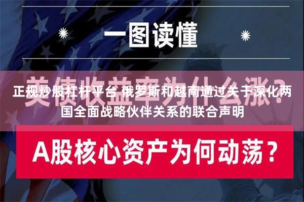 正规炒股杠杆平台 俄罗斯和越南通过关于深化两国全面战略伙伴关系的联合声明