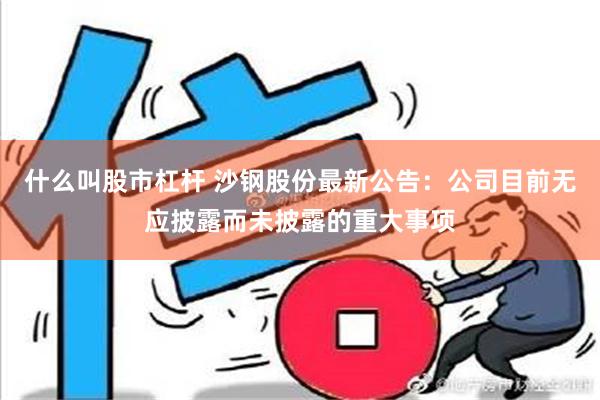 什么叫股市杠杆 沙钢股份最新公告：公司目前无应披露而未披露的重大事项