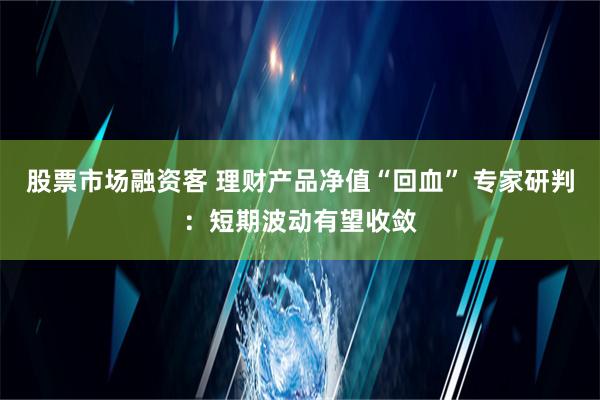 股票市场融资客 理财产品净值“回血” 专家研判：短期波动有望收敛